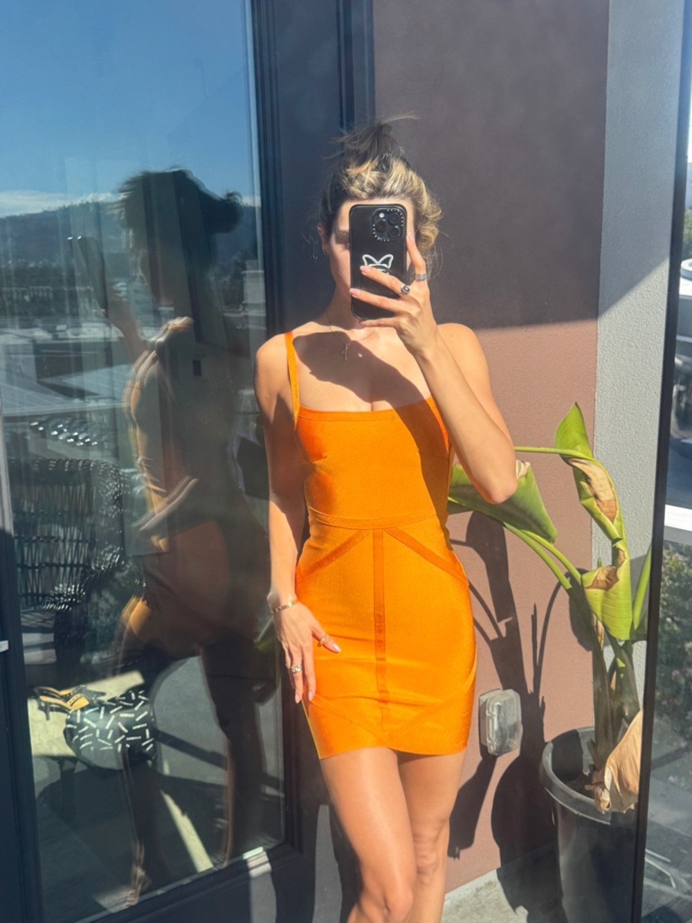 Orange Strappy Bodycon Dress - Sleek Summer Style